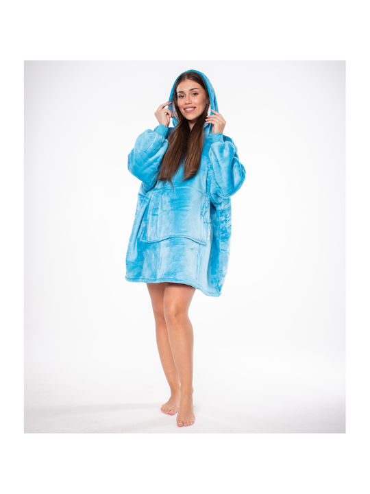 Sherpa Decke mit Ärmeln 80x84cm Blau
