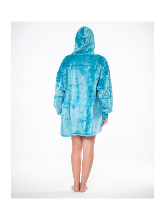Sherpa Blanket with Sleeves 80x84cm Blue