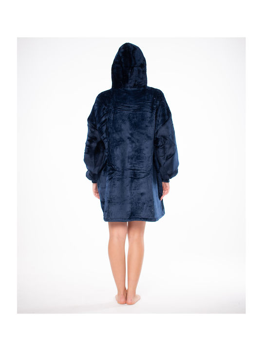 Sherpa Decke mit Ärmeln 80x84cm Navy Blau