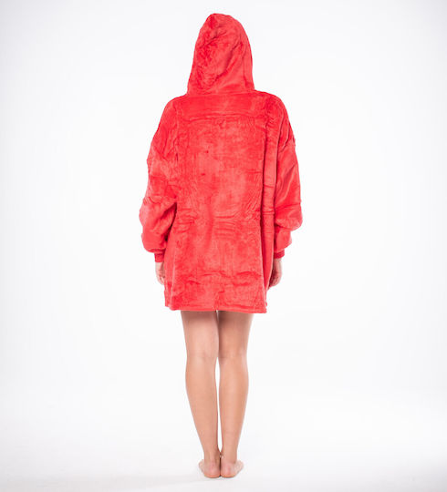 Κουβέρτα Sherpa με Μανίκια 80x84εκ. Red