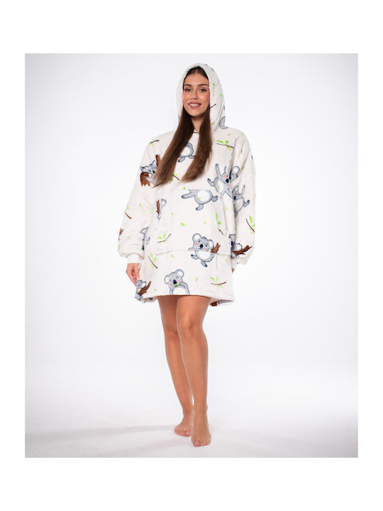Κουβέρτα Sherpa με Μανίκια 80x84εκ. White