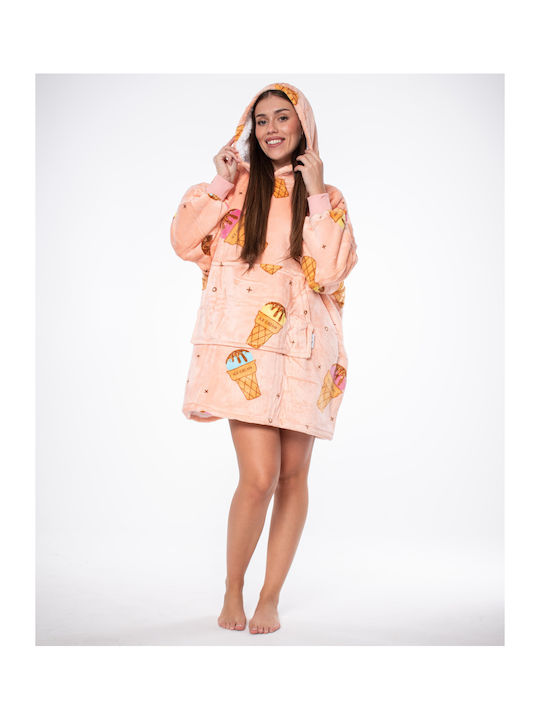Κουβέρτα Sherpa με Μανίκια 80x84εκ. Pink