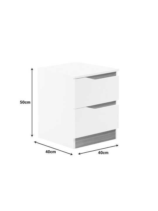 Bedside Table Verena Wooden White 40x40x50cm