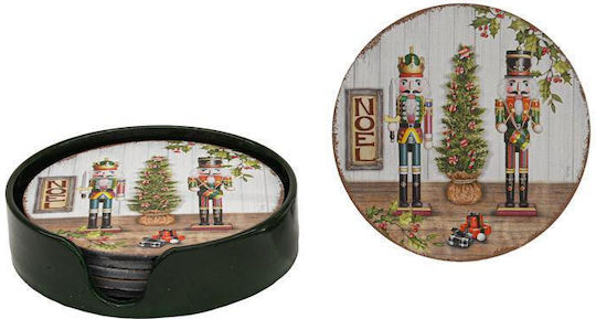 Fylliana Ornament de masă de Crăciun Coaster Plastic Roșu L10xW4xD10cm.