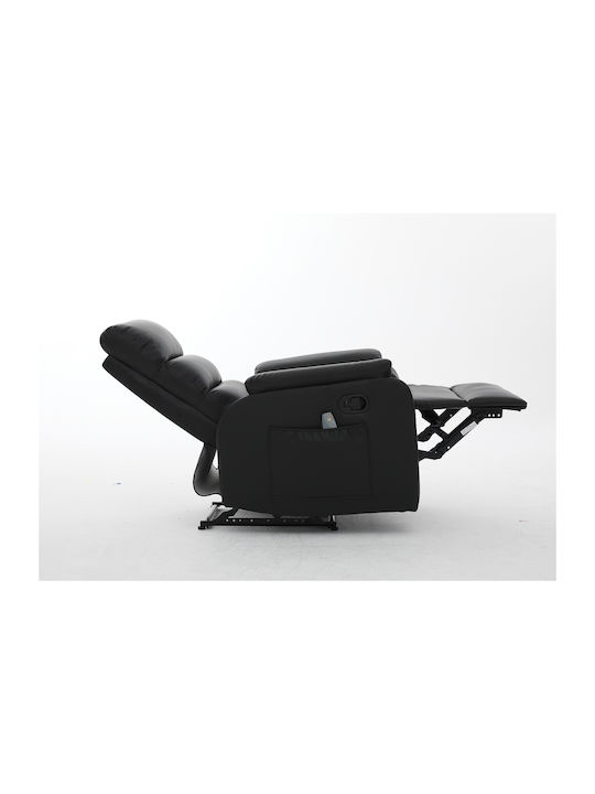 Rigil Πολυθρόνα Relax Massage από Δερματίνη Μαύρο 75x87x102cm