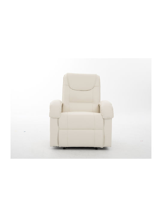 Celaeno Πολυθρόνα Relax από Δερματίνη Εκρού 80x96x97cm