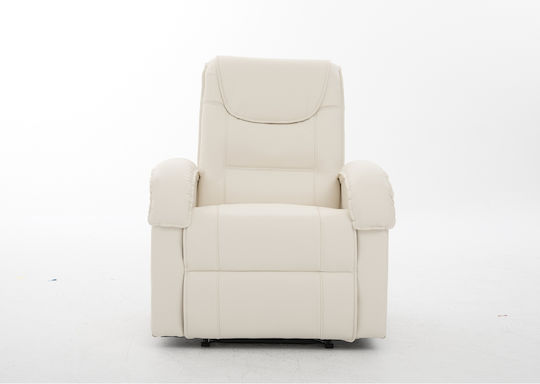 Celaeno Fotoliu Relax din Piele Ecologică Ecru 80x96x97cm