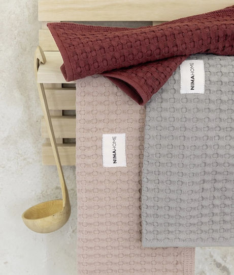 Nima Set 3tlg Handtuch aus 100% Baumwolle in Gray Farbe 70x70cm 3Stück