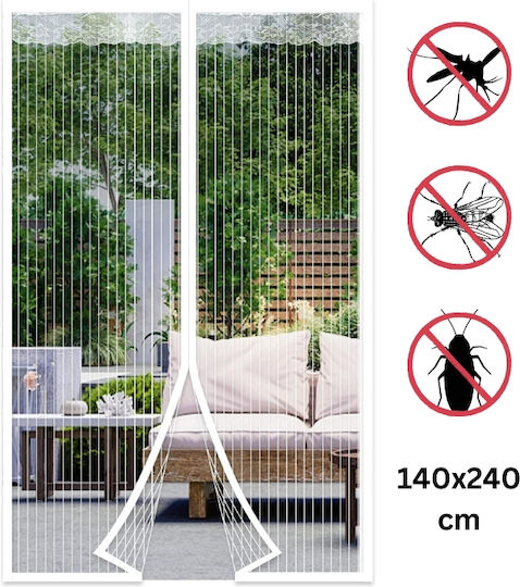 Hoomei Pet Friendly Σίτα Πόρτας με Σκρατς με Μαγνητικό Κούμπωμα Λευκή 240x140cm