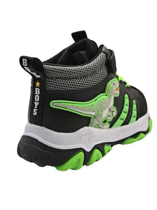 Παιδικά Sneakers High με Σκρατς & Φωτάκια Μαύρα