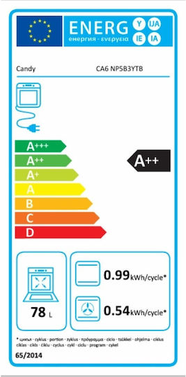 Candy Φούρνος άνω Πάγκου 78lt Π59.5εκ. Μαύρο