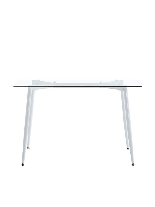 Quana Table Kitchen with Glass Surface Transparent - White 120x70x75cm