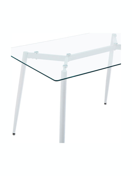 Quana Table Kitchen with Glass Surface Transparent - White 120x70x75cm