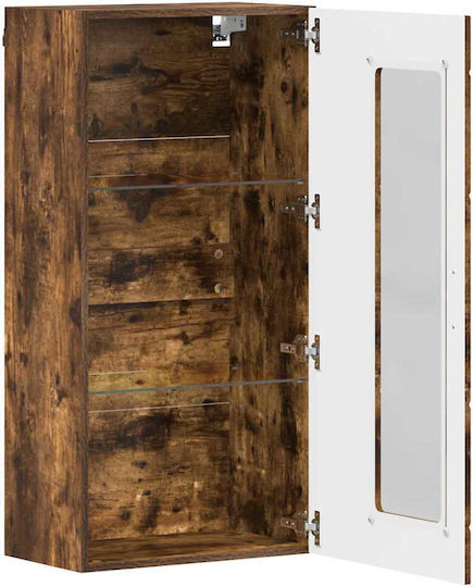 Wall Living Room Display Cabinet made of Particleboard with Glass Smoky Oak 55x29x100cm