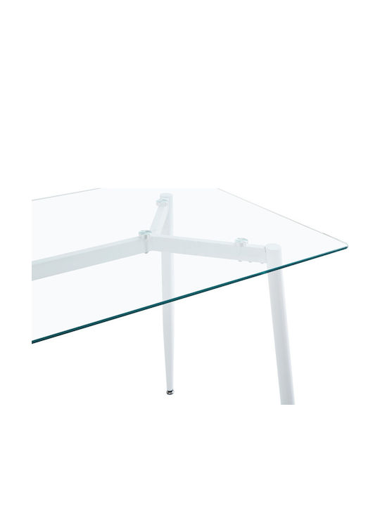 Quana Table Kitchen with Glass Surface Transparent - White 120x70x75cm