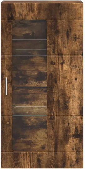 Wall Living Room Display Cabinet made of Particleboard with Glass Smoky Oak 55x29x100cm