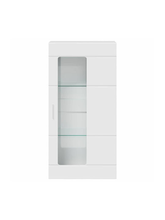 Wall Living Room Display Cabinet made of Particleboard with Glass Glossy White 55x29x100cm