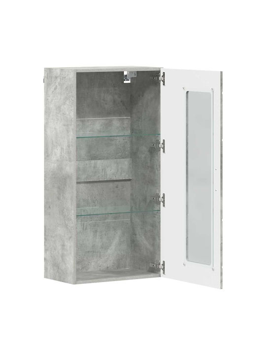 Wall Living Room Display Cabinet made of Particleboard with Glass Grey Concrete 55x29x100cm