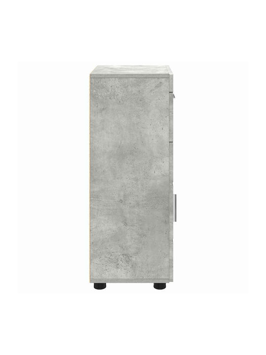 Wall Living Room Display Cabinet made of Particleboard with Glass Grey Concrete 55x29x100cm