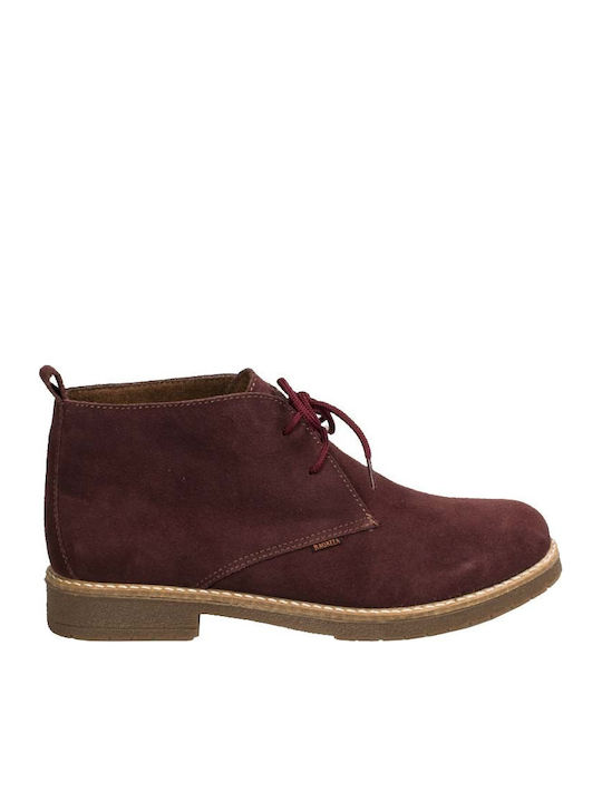 Suede Women's Ankle Boots Burgundy