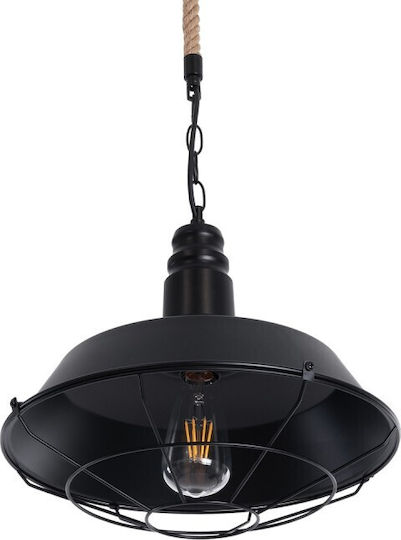 VenCore Pendant Light Black with Rope for Socket E27 36x36x30cm
