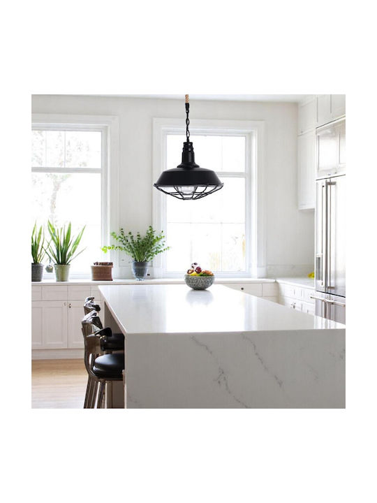 VenCore Pendant Light Black with Rope for Socket E27 36x36x30cm