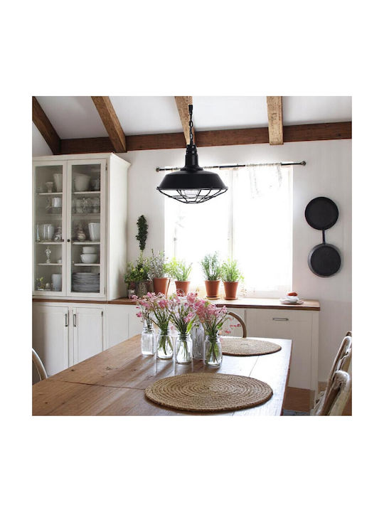 VenCore Pendant Light Black with Rope for Socket E27 36x36x30cm