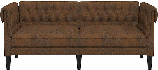 Three-Seater Couch Artificial Leather Brown 182.5x74.5x74.5 cm