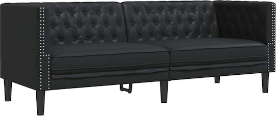 Dreisitzer Sofa Künstliches Leder Black Velvet-Black Metal 194x74.5x70.5cm
