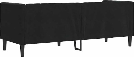 Three-Seater Couch Velvet Black Velvet-Black Metal 194x74.5x70.5cm