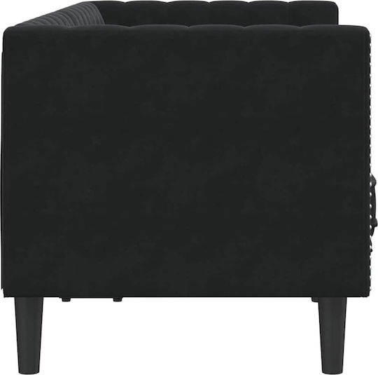 Τριθέσιος Καναπές Βελούδινος Μαύρο 174x74.5x70.5εκ.