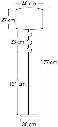 Inlight Floor Lamp H177xW40cm. with Socket for Bulb E27 Nickel Matt