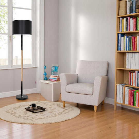 VenCore Lampa de podea Î145xL40cm. cu Soclu pentru Bec E27 Negru