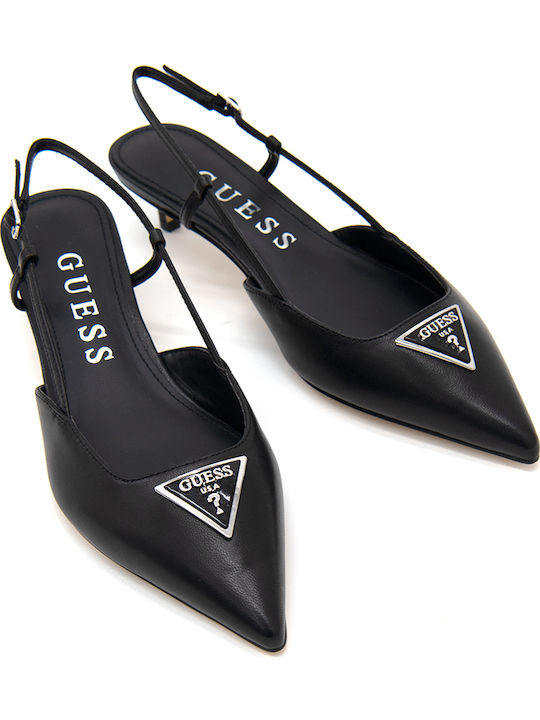 Leather Heels with Low Heel Black
