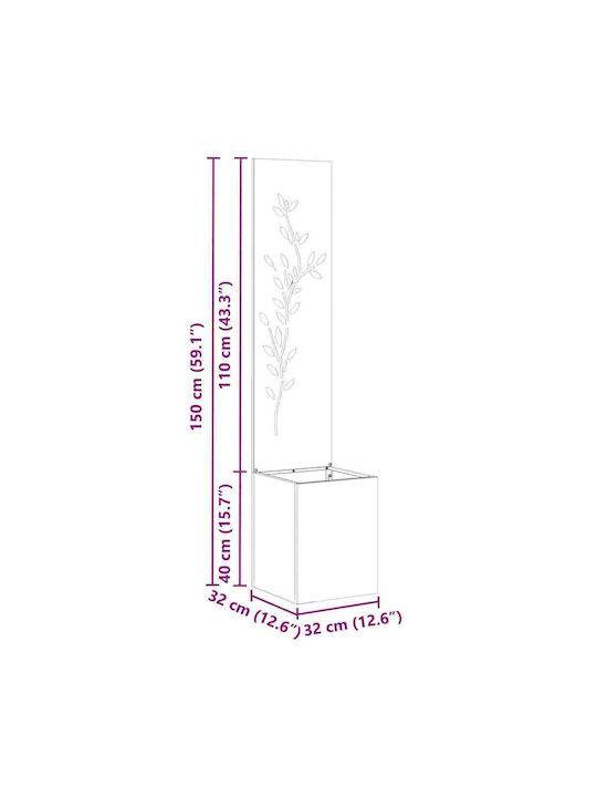 vidaXL Γλάστρα Μεταλλική Λευκό 32x140x140εκ.