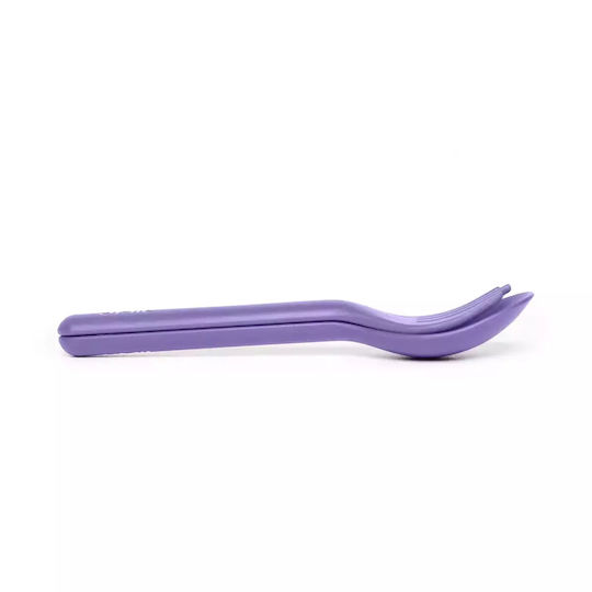 Omie Baby Cutlery Set made of Silicone in Case Purple 2pcs