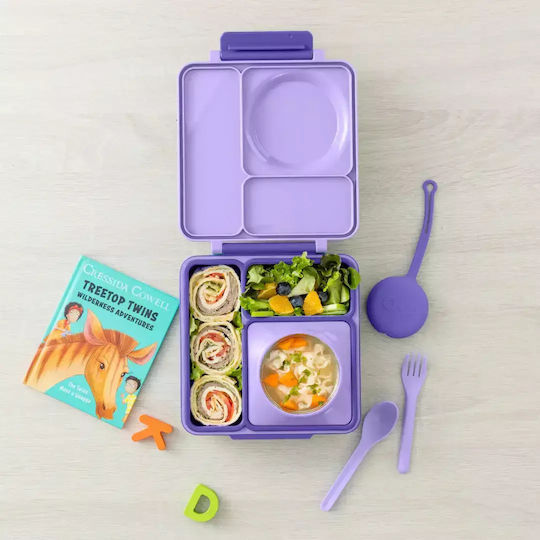 Omie Baby Cutlery Set made of Silicone in Case Purple 2pcs