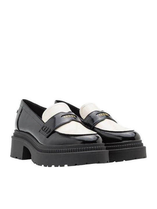 Finda2 Λουστρίνι Γυναικεία Loafers Μαύρο-Εκρού
