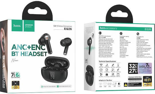 Hoco EQ26 In-ear Bluetooth Handsfree Ακουστικά με Θήκη Φόρτισης Μαύρα