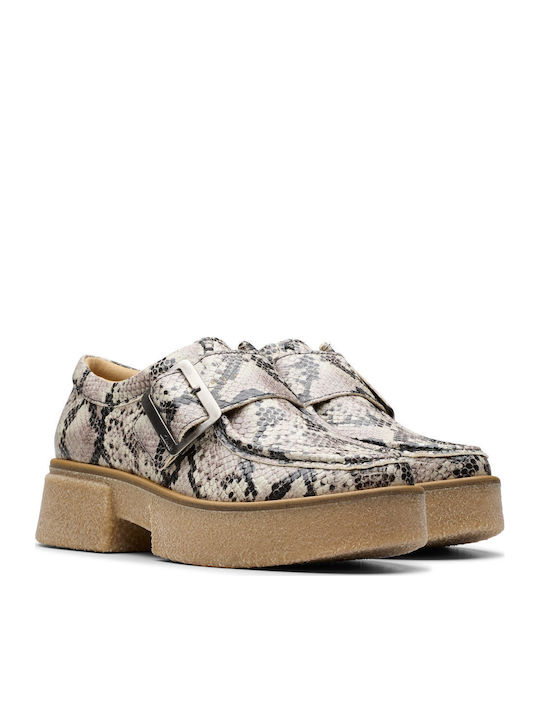 Linoso Monk Leather Women's Loafers in Gray Color