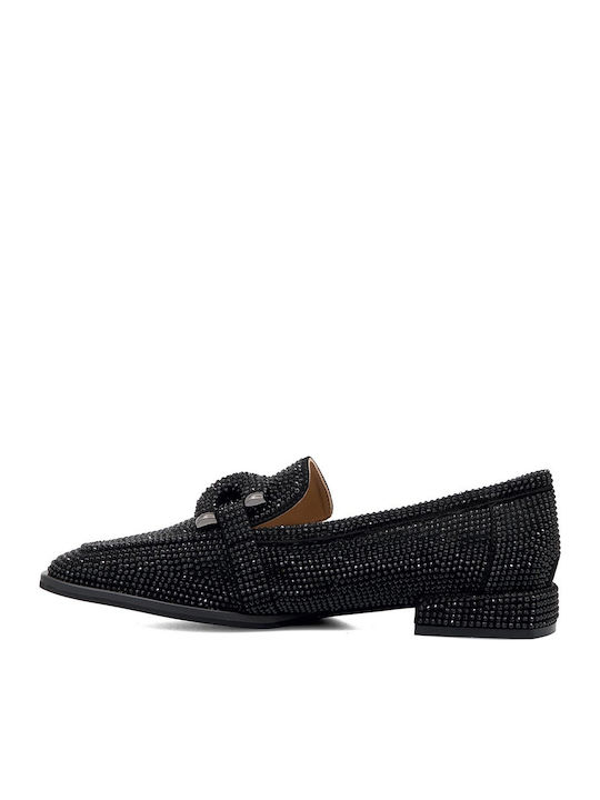 Leder Damen Loafers in Schwarz Farbe