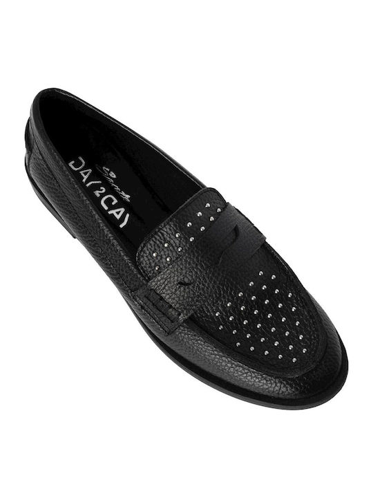 Leather Women's Loafers in Black Color