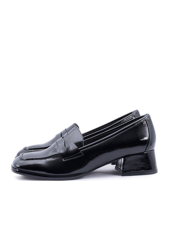 Patent Leather Women's Moccasins in Black Color