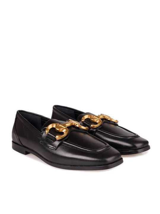 Leather Women's Moccasins in Black Color