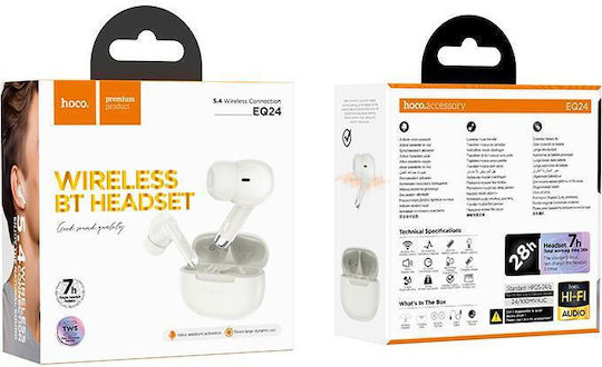 Hoco EQ24 In-ear Bluetooth Handsfree Ακουστικά με Θήκη Φόρτισης Χρυσά