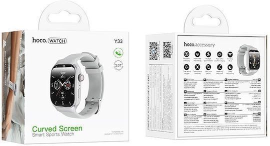 Hoco Y33 Smartwatch με Παλμογράφο (Ασημί)