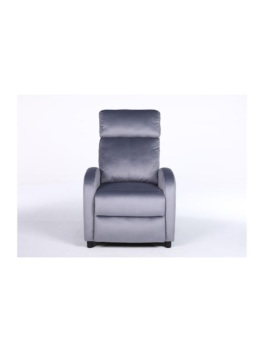Tureis Πολυθρόνα Relax Βελούδινη Γκρι 68x86x99cm