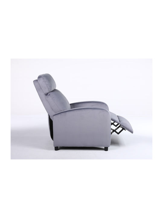 Tureis Πολυθρόνα Relax Βελούδινη Γκρι 68x86x99cm