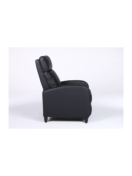 Atria Πολυθρόνα Relax από Δερματίνη Μαύρο 67.5x90x104cm