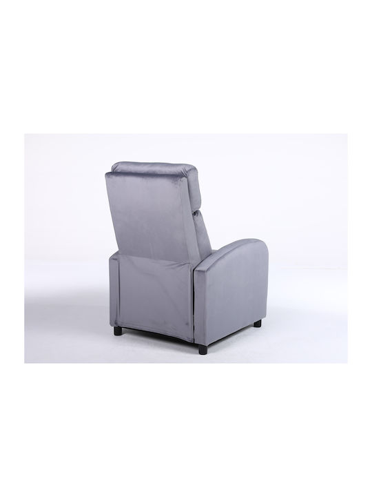 Tureis Πολυθρόνα Relax Βελούδινη Γκρι 68x86x99cm